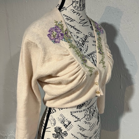 Free People Cream and Purple Cardigan Sweater - Picture 5 of 9